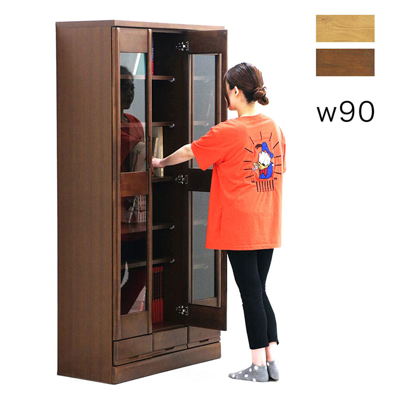 楽天市場】本棚 扉付 本棚 大容量 幅90cm 90 扉付 開き戸 ガラス扉
