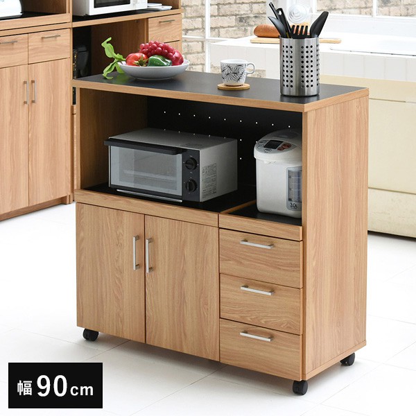 楽天市場】キッチンカウンター 90 収納 間仕切り 背面化粧 天板 食器棚