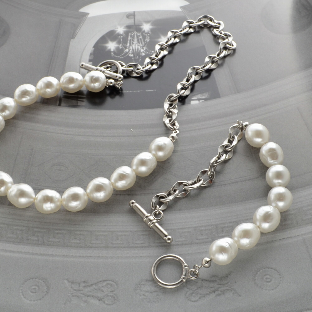 楽天市場】ガラスパール ＆ ステンレス チェーン ブレスレット R-days