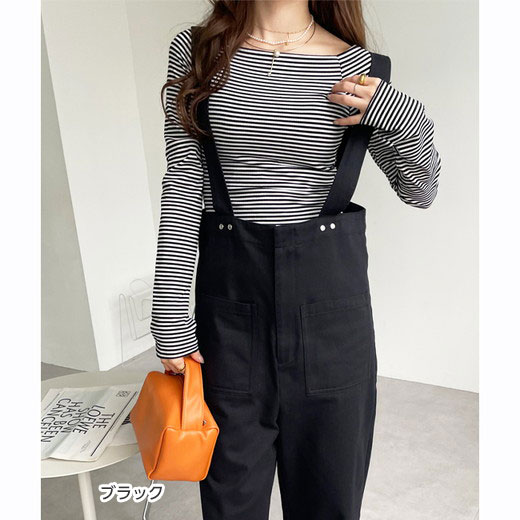 楽天市場】綿混ツイルハイウエストサロペット レディース 春