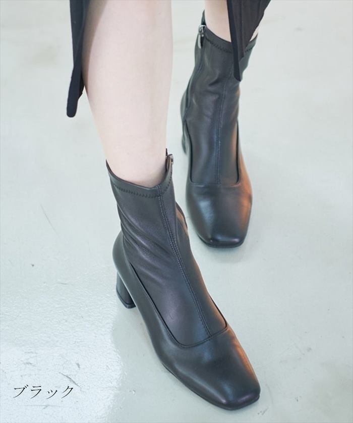 楽天市場】本革 ラム革 ショートブーツ 太ヒール ローヒール