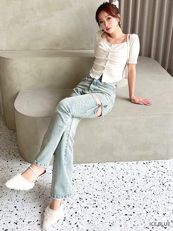 楽天市場】RESEXXY リゼクシー デニム パンツ カット アウト リボン