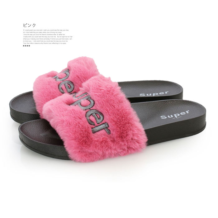 楽天市場】ロゴ入り 軽量 ファー サンダル レディース もこもこ 秋