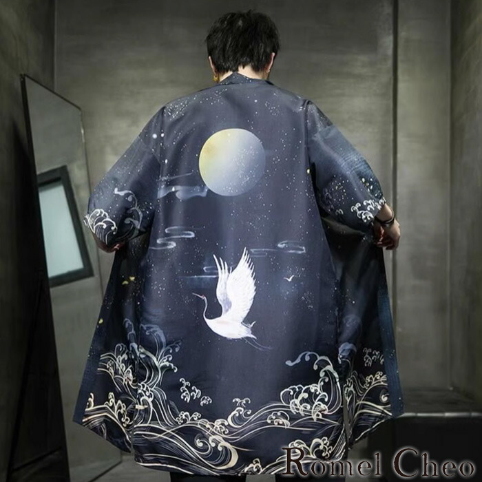 楽天市場】RomelCheo 月夜和柄七分袖羽織カーディガン 和柄