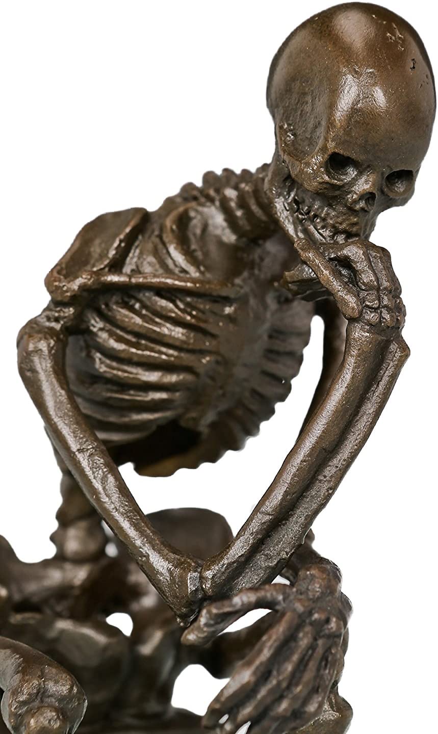 楽天市場】純ブロンズ製 スケルトン シンカー 考える骸骨ブロンズ像