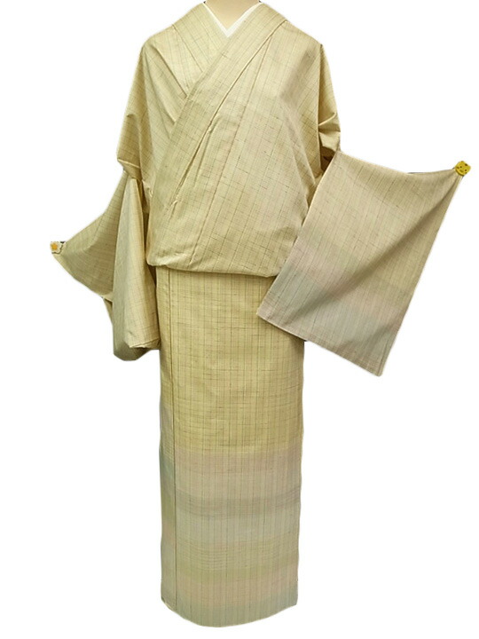 訪問着未仕立て 正絹訪問着 未仕立て 仮絵羽 薄クリームベージュ地牡丹と枝椿 : 京都