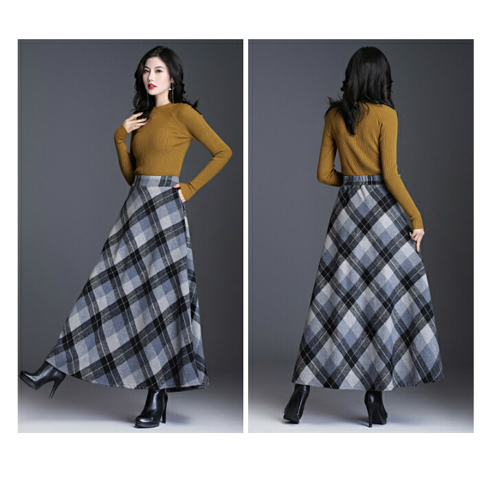 楽天市場】【店内全品SALE】 フェイクウール ミモレ丈 大判 チェック柄