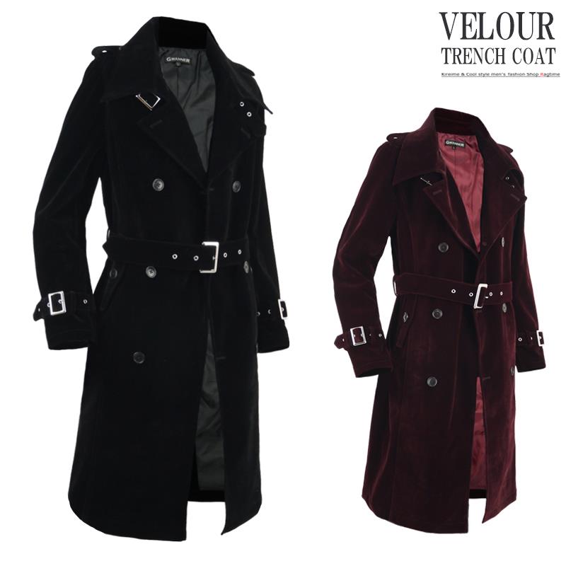 楽天市場】トレンチコート メンズ ロングコート 冬 厚手 ベロア