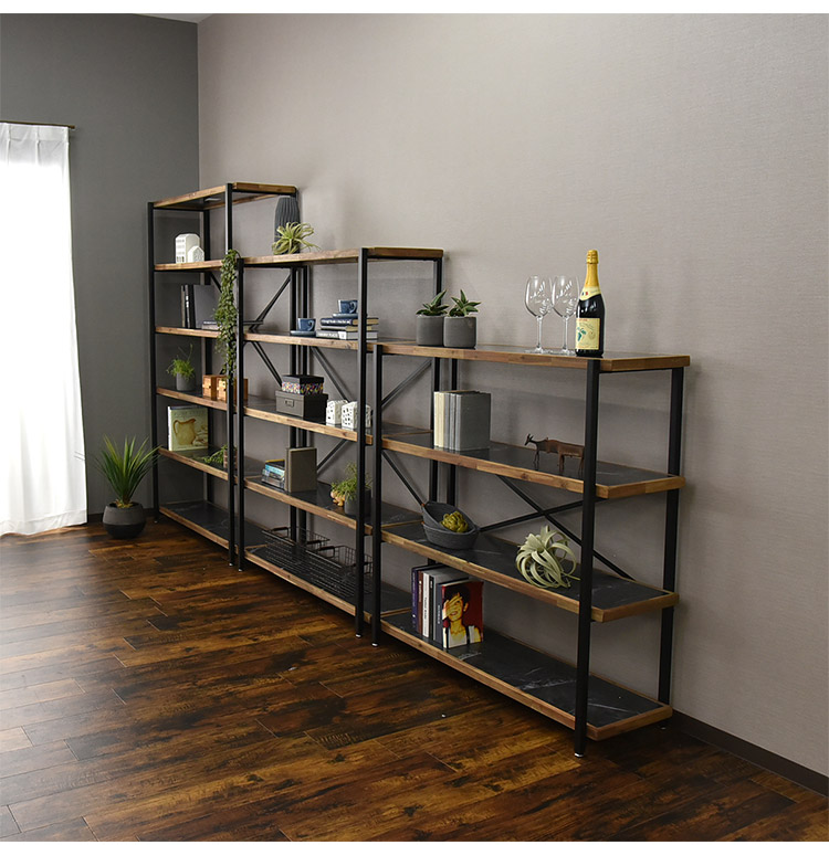 楽天市場】オープンラック 幅118cm 6段 シェルフ FJ-W118-6段 木目調