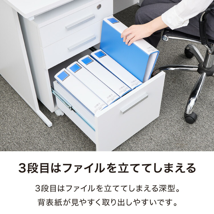 楽天市場】デスクワゴン 鍵付き パソコンデスク ホワイト 会社