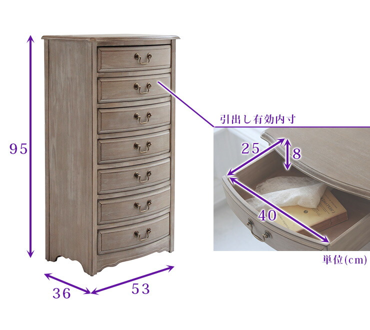 楽天市場】7段チェスト アンティークシャビーシックシリーズ完成品