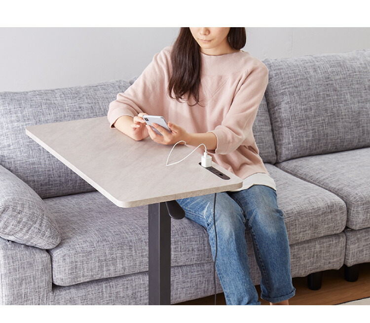 楽天市場】昇降式テーブル ガス圧 無段階 高さ調節 レバー式 80×40