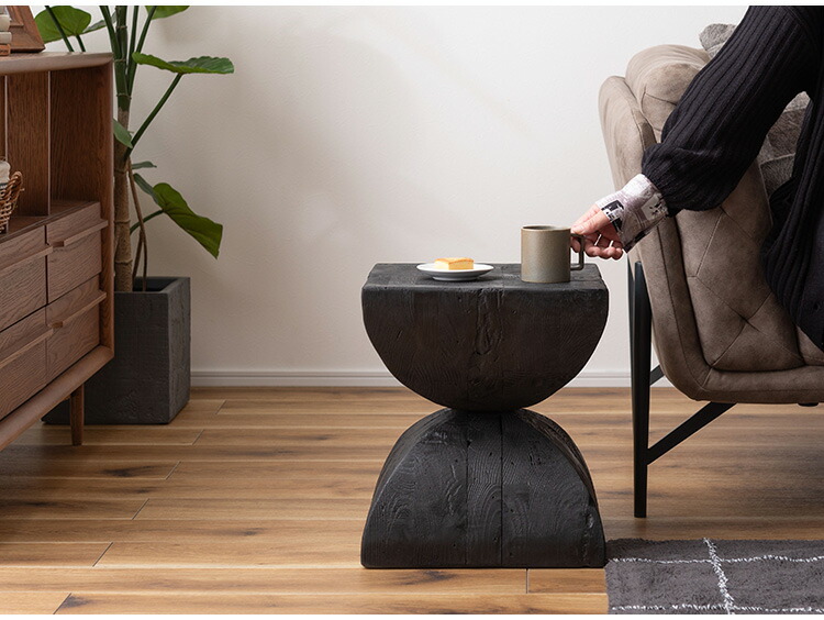 楽天市場】パイン 古材 スツール ブラック サイドテーブル 天然木