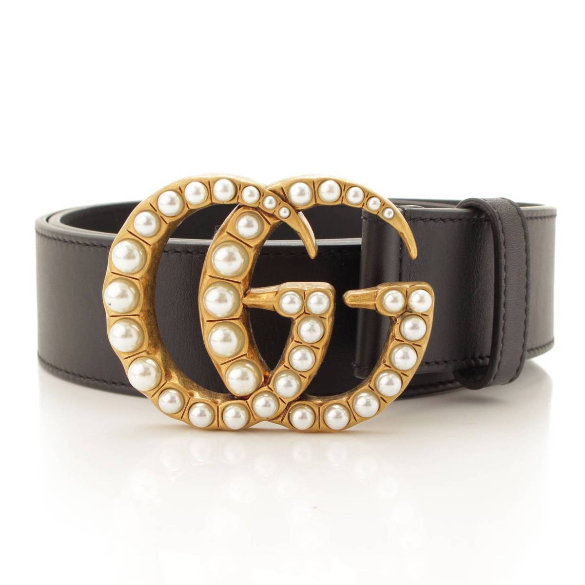 楽天市場】【グッチ】Gucci パール ダブルG バックル レザー ベルト