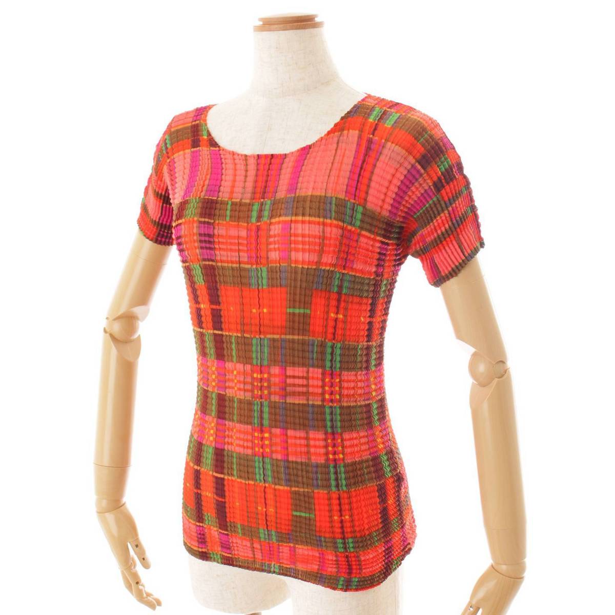 楽天市場】【イッセイミヤケ】Issey miyake チェック柄 プリーツ 半袖