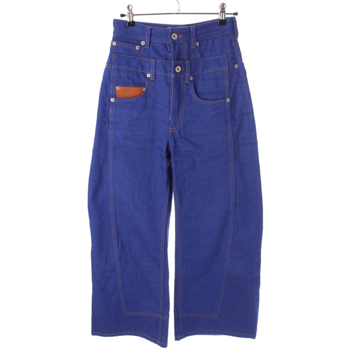 楽天市場】【ロエベ】Loewe レザーパッチ ダブル デニム ワイドパンツ