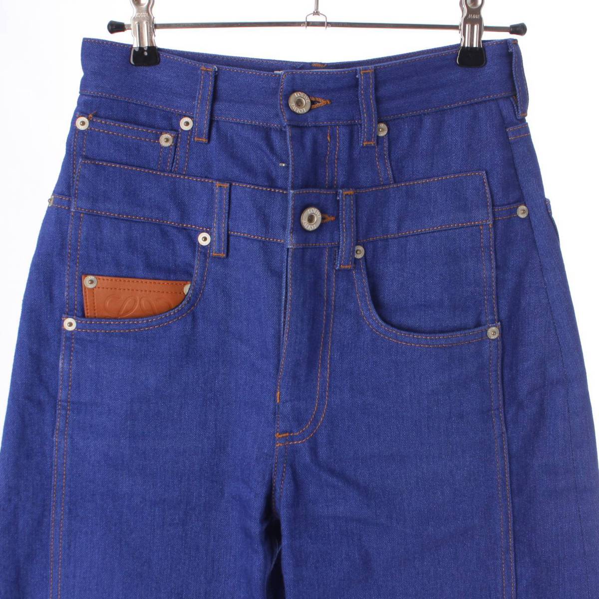 楽天市場】【ロエベ】Loewe レザーパッチ ダブル デニム ワイドパンツ