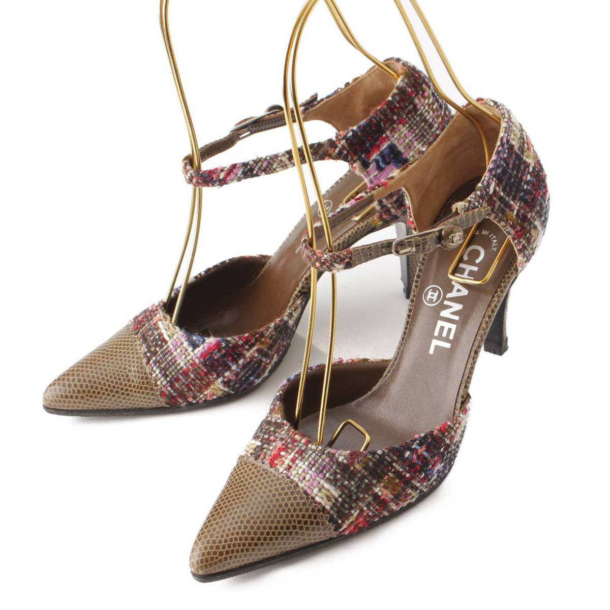 楽天市場】【シャネル】Chanel ツイード×リザード ポインテッドトゥ