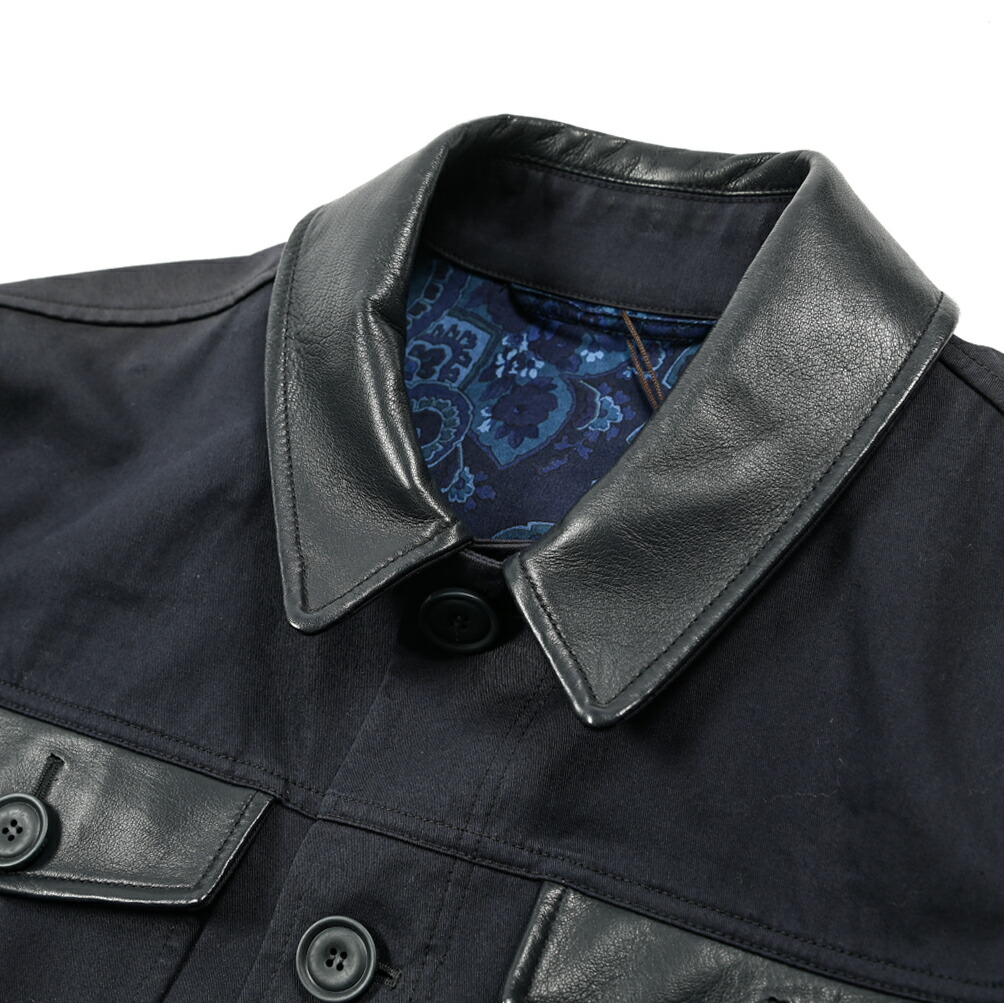 楽天市場】エトロ ETRO レザーブルゾン 異素材コンビ ショート