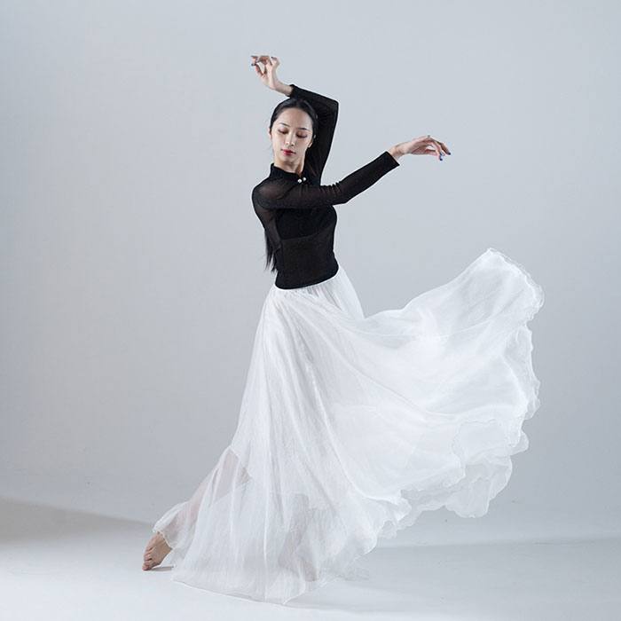 楽天市場】ダンス スカー ト ロング マキシ 720度 2枚シフォン 丈90cm