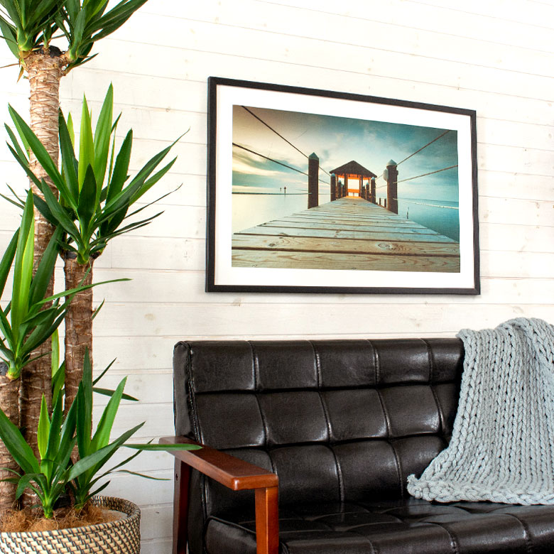 楽天市場】アートパネル 写真 風景 桟橋 海 フレーム付き 幅90cm