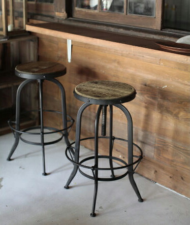 楽天市場】スツール おしゃれ 木製 アイアン 昇降式 回転式 木製