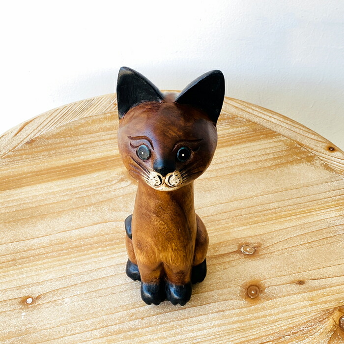 楽天市場】猫 ネコ ねこ キャット Cat 置物 木彫り 木製 おしゃれ