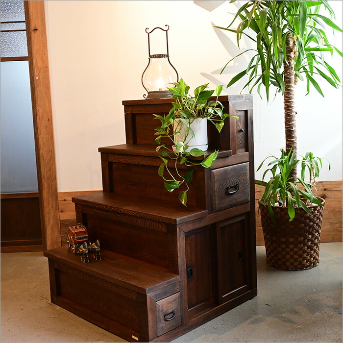 楽天市場】和箪笥 階段箪笥 リメイク収納家具 アンティーク調 木製