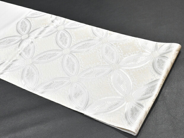 楽天市場】七宝柄 西陣織 白寿苑謹製 西陣袋帯 アイボリー地 白系 銀系