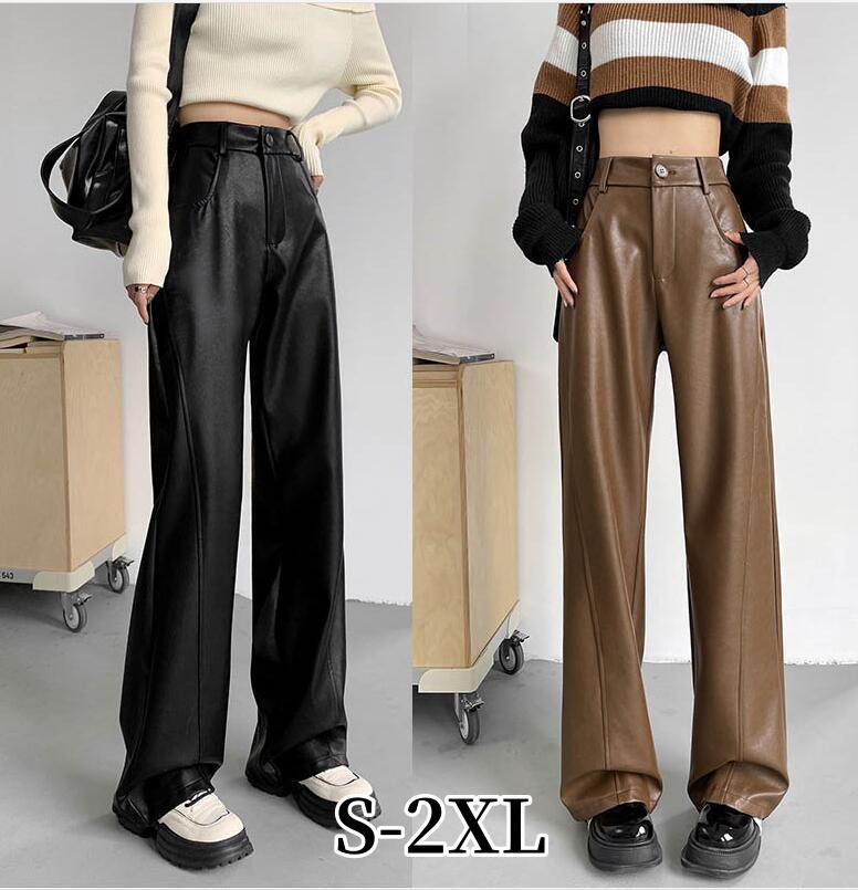 楽天市場】フェイクレザーパンツ PU革パンツ レディース ワイドパンツ