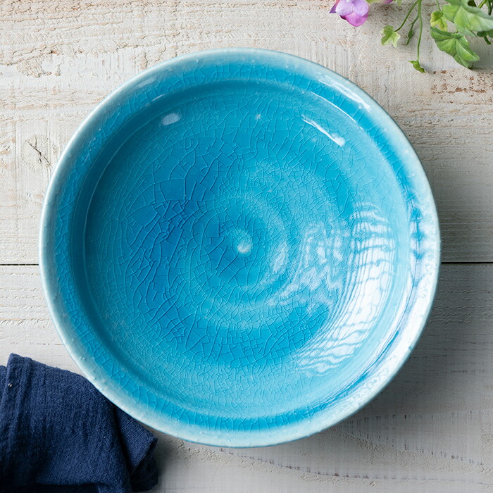 楽天市場】送料無料 ｜和食器 中皿 トルコブルー七寸深皿-21cm-（KIA