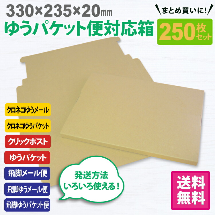 楽天市場】送料無料 ゆうパケット便対応箱 250枚セット : Yoijimu