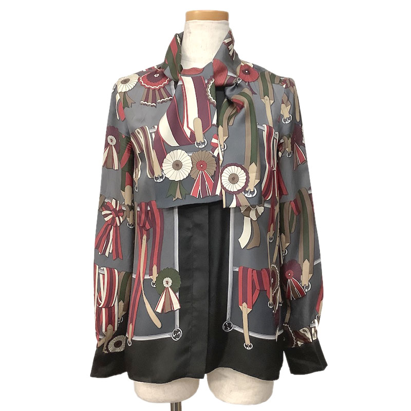 楽天市場】GUCCI グッチ ブラウス シルク グレー ブラック レッド