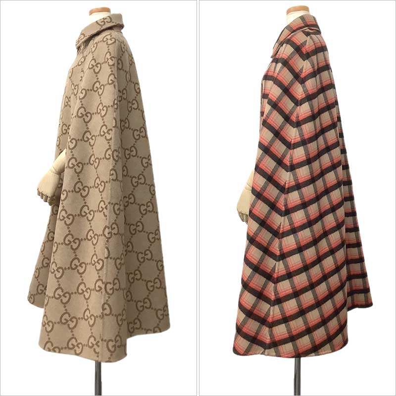 楽天市場】GUCCI グッチ リバーシブル ケープ コート ウール シルク