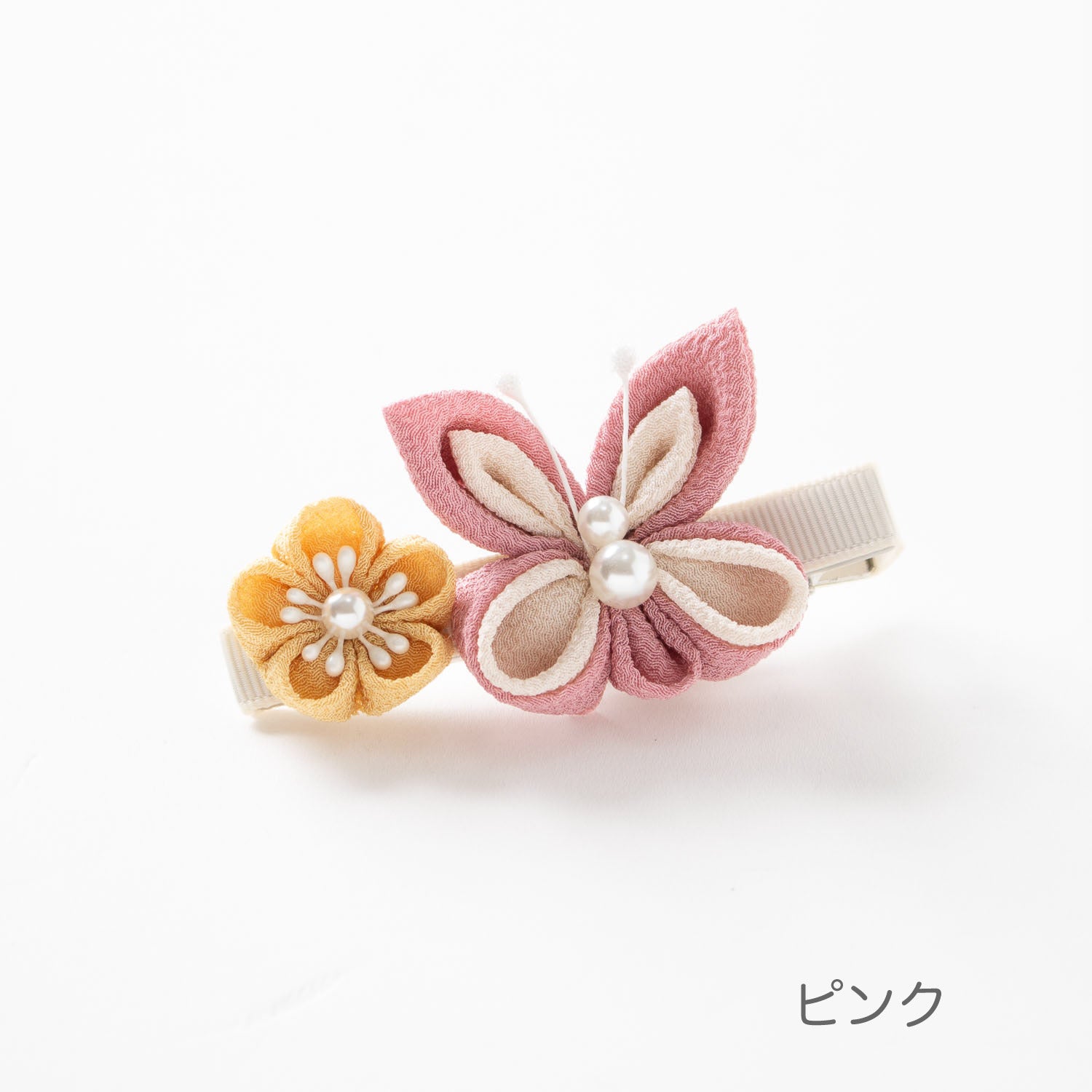 つまみ細工ヘアクリップ ちょうちょ ベビー髪飾り ベビーヘアクリップ