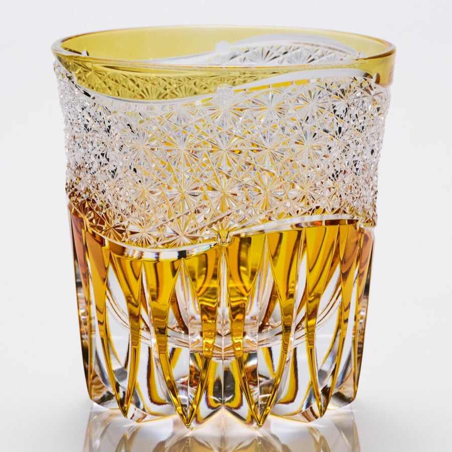 ガラス専門店｜江戸切子｜鍋谷聡｜ロックグラス 光華 イエロー
