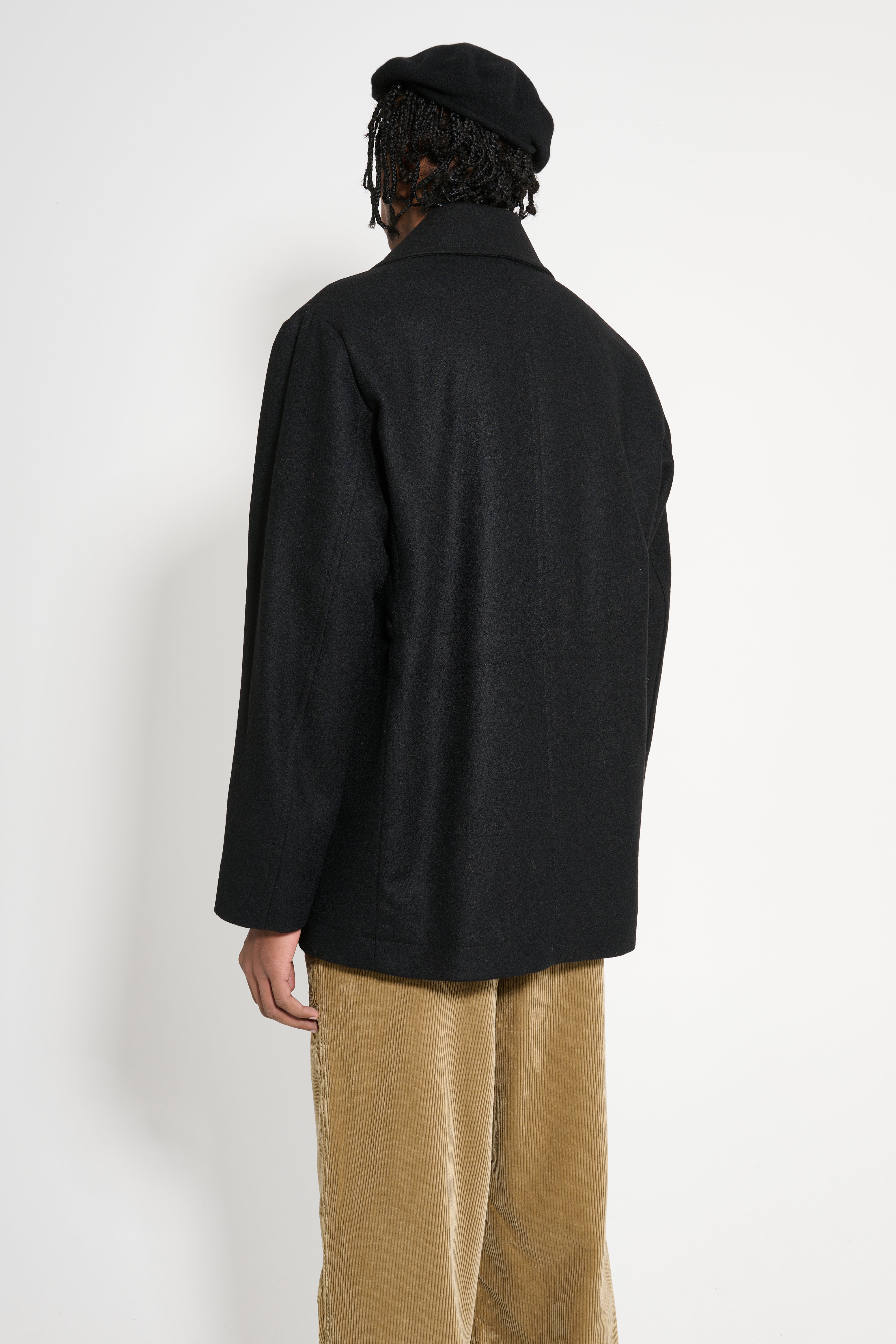 Margaret Howell MHL Pea Coat Coarse Wool Melton Black – Très Bien