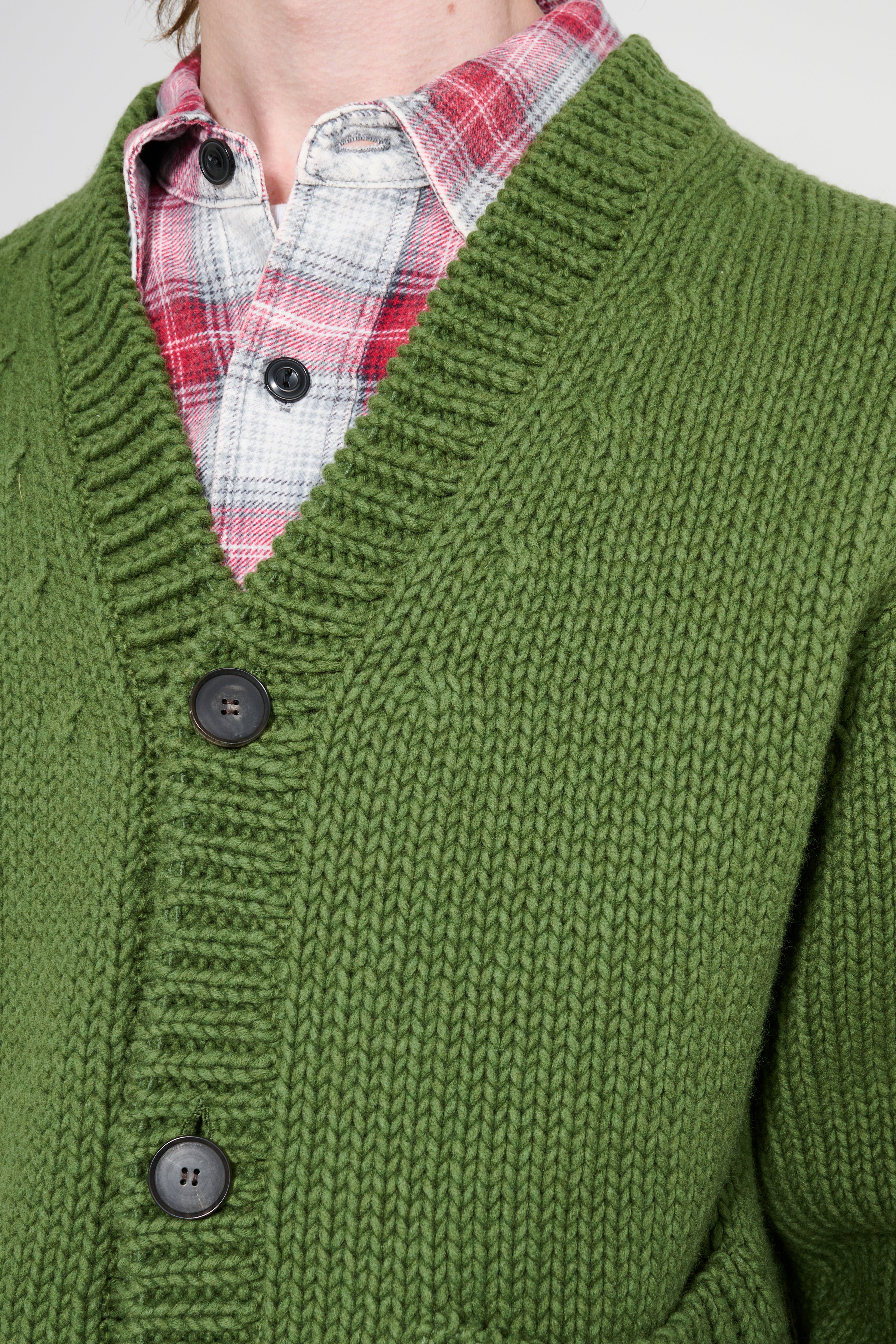 Auralee Wool Cashmere Felted Knit Cardigan Olive – Très Bien