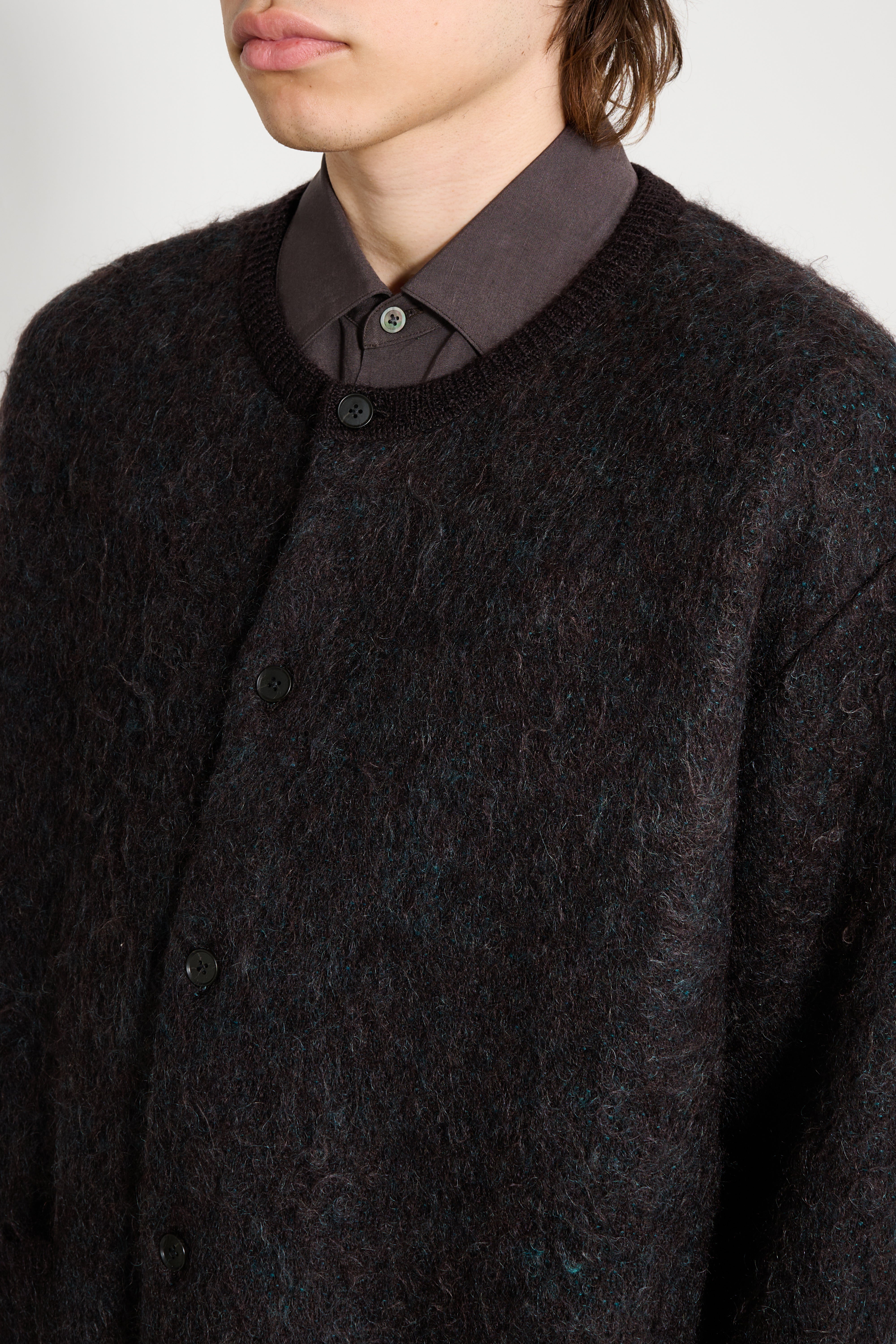 ssstein Kid Mohair Mix Jacquard Knit Cardigan Brown Mix – Très Bien