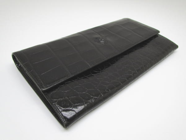 2166 ジャンニヴェルサーチ 2つ折り長財布 メデューサ クロコ型押し