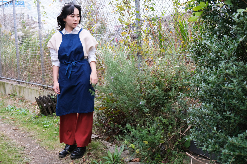 割ッ烹レ クオリティ エプロン 藍紺 150g（オーガニックコットン100