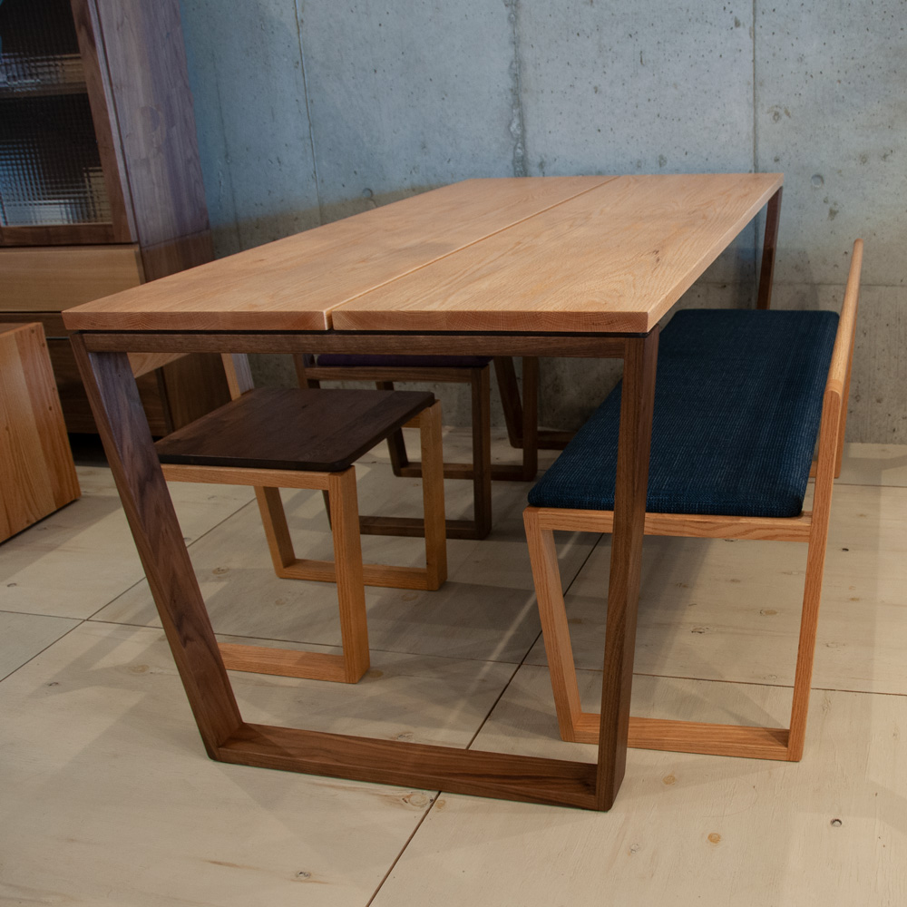M-table／kitoki/若葉家具/ウォールナット材/オーク材/テーブル