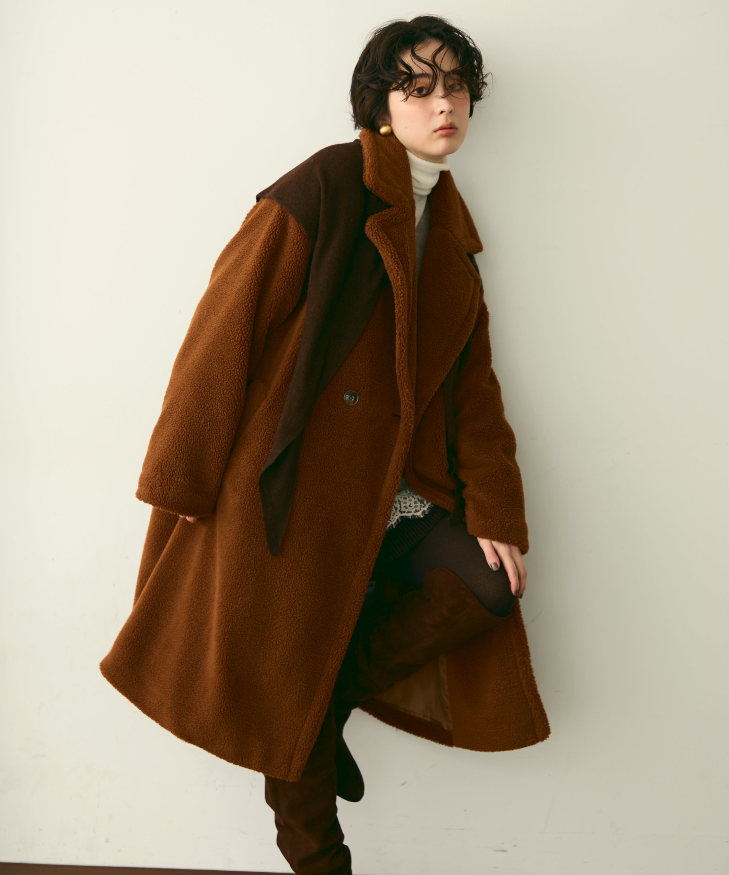 ボアダブルロングコート | Trish