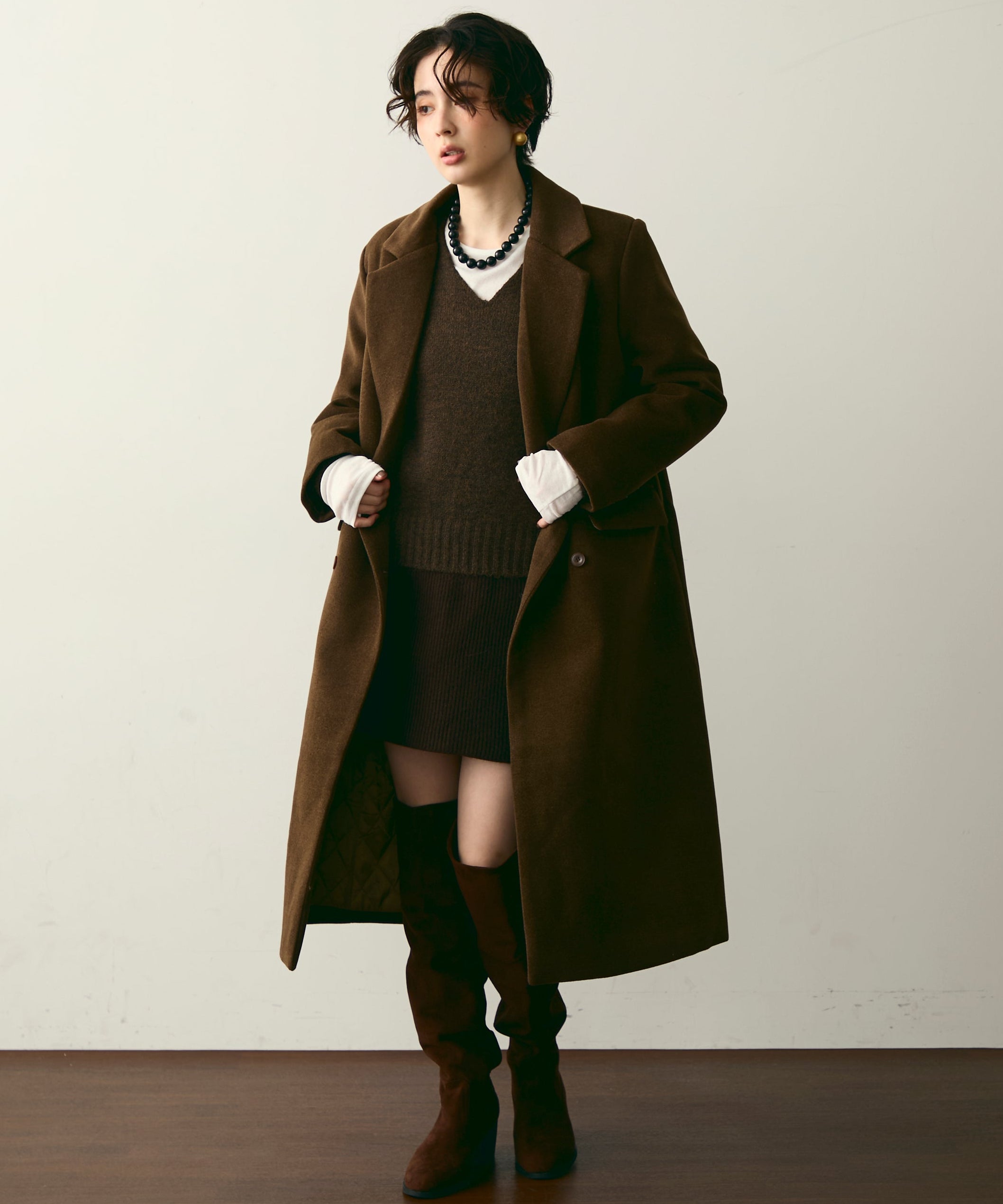 裏キルティングチェスターコート | Trish