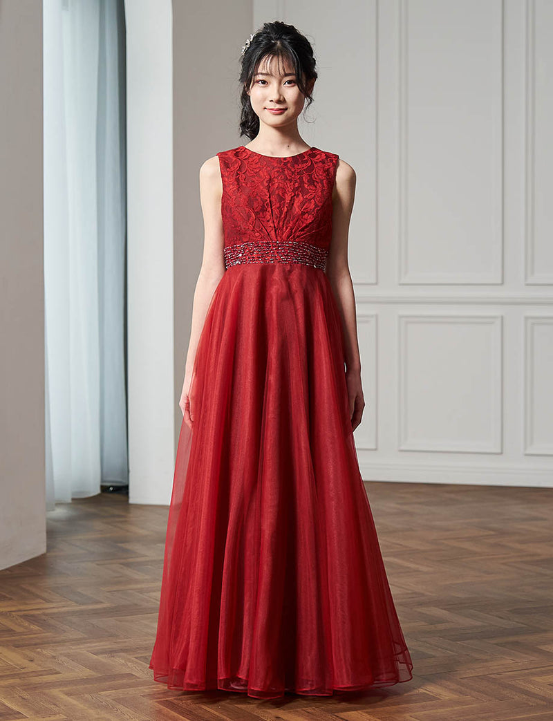 小中学生 コンクールドレス・発表会ドレスにお薦めレッドロングドレス