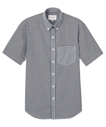 全2色】ボタンダウンギンガムチェックシャツ（半袖・兼用） EP8534