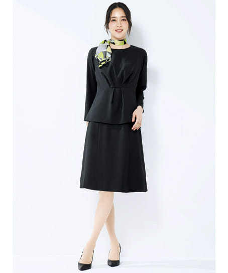 全2色】Aラインスカート（ロング丈・ファインクロス・ストレッチ・抗菌