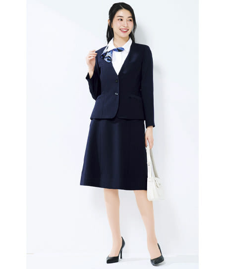 全2色】Aラインスカート（ロング丈・ファインクロス・ストレッチ・抗菌