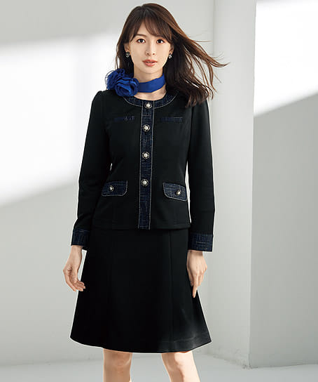 全1色】ノーカラー丸襟ジャケット（2WAYストレッチ） 81515 | 事務服