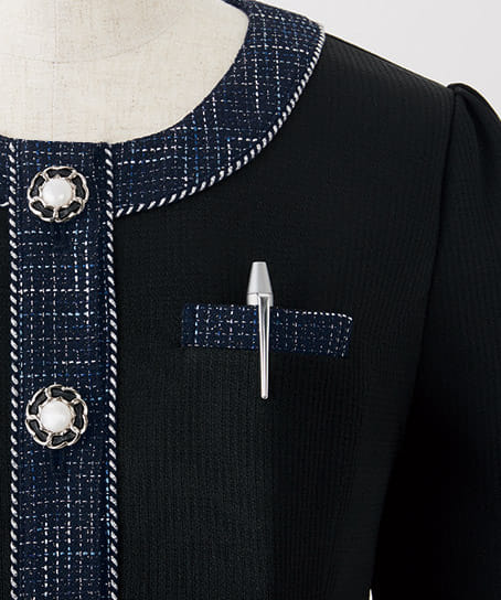 全1色】ノーカラー丸襟ジャケット（2WAYストレッチ） 81515 | 事務服